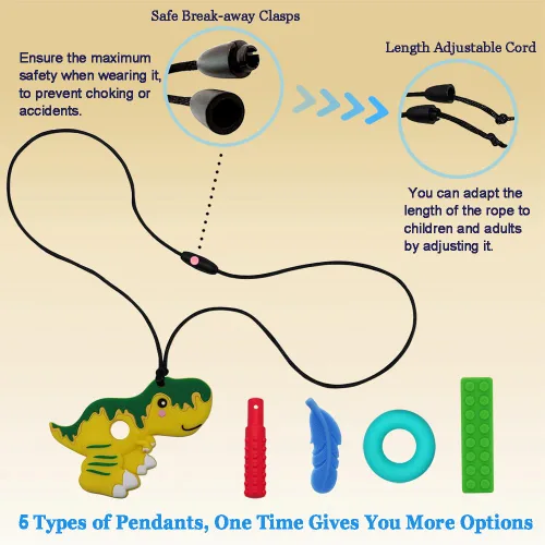 Miniatura 5 de Collares masticables para niños sensoriales, collar masticable sensorial para niños y niñas con autismo, TDAH, SPD, masticación, dentición, juguetes