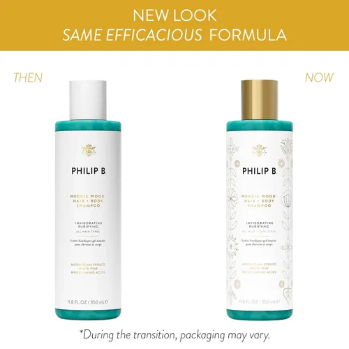 Miniatura 2 de PHILIP B Nordic Wood - Champú para el cabello + cuerpo, 11.8 onzas líquidas (11.8 fl oz), enjabona lujosamente, acondiciona mientras te deja sentir
