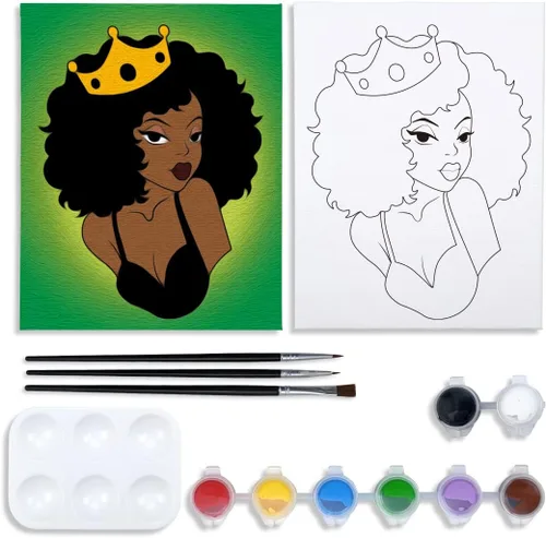 VOCHIC Kit de pintura de lienzo predibujado para pintura para adultos, kits de fiesta de pintura y sorbo, suministros de fiesta, lienzo de 8 x 10