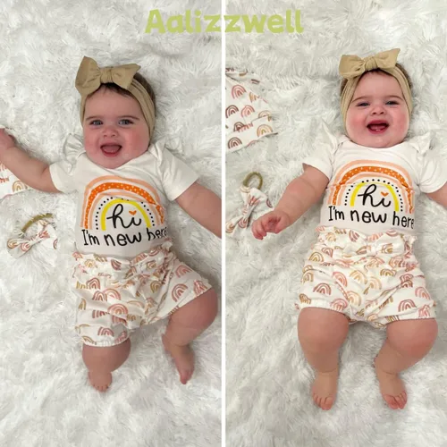 Miniatura 31 de Aalizzwell Conjunto de pantalones cortos para bebé recién nacido para el verano
