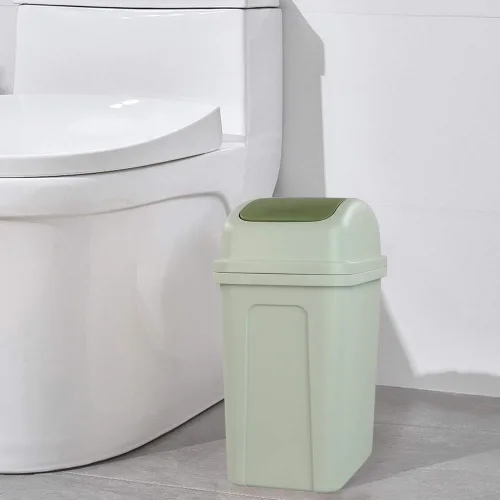 Miniatura 6 de Asking Cubo de basura pequeño de 1.8 galones con tapa abatible, cubo de basura de plástico, color verde