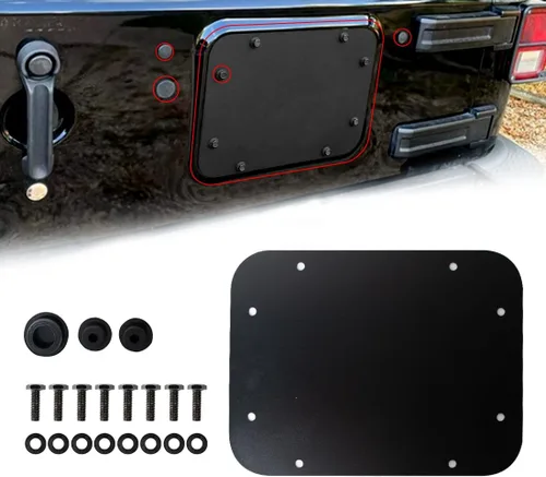 Placa de llenado de repuesto para porta neumáticos de aluminio con tapa plana para ventilación de portón trasero y tapón de goma para marco de