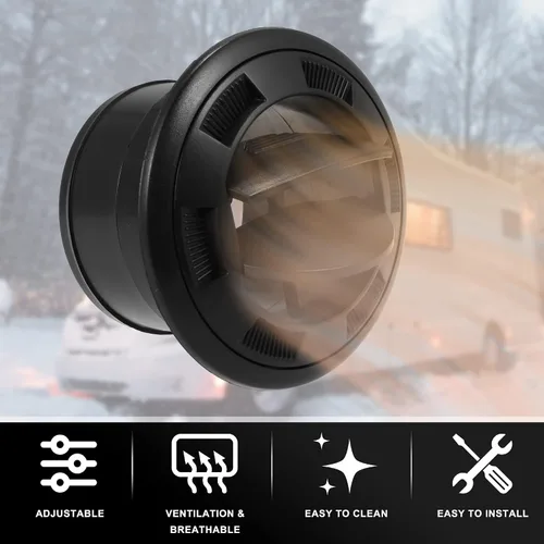 Miniatura 6 de X AUTOHAUX 1 Unidades 2.953 in Universal Negro Aire Acondicionado Caliente Ventilación Deflector Salida Louvered para Coche RV Sin Rejilla