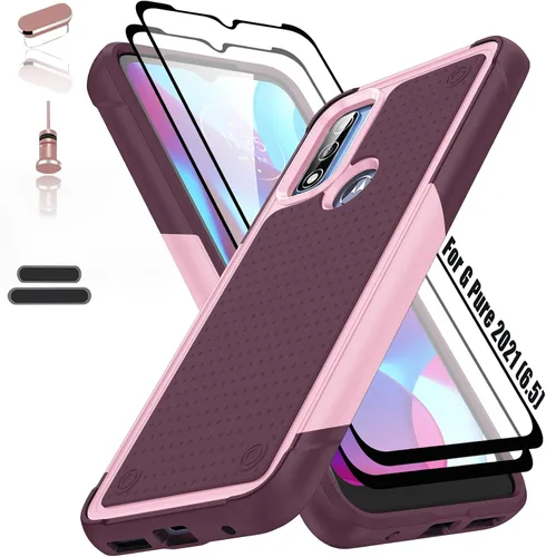 Funda resistente para Moto G Pure 2022/Moto G Power 2022 de 6.5 pulgadas, 4 esquinas con bolsas de aire [protección contra caídas de 12 pies],