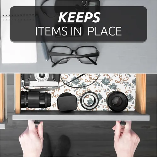 Miniatura 6 de FIFTY FEET 12X120 Pulgadas Forro de Estante para Gabinetes de Cocina, Forro de Cajón de PVC para Cómoda Antideslizante para Baño, Forro de Gabinete