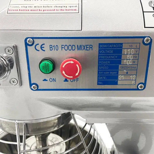 Miniatura 8 de TECHTONGDA Mezclador comercial de alimentos 10Qt. Mezclador de masa de acero inoxidable Mezclador de soporte de cocina amasadora 110 V 450 W