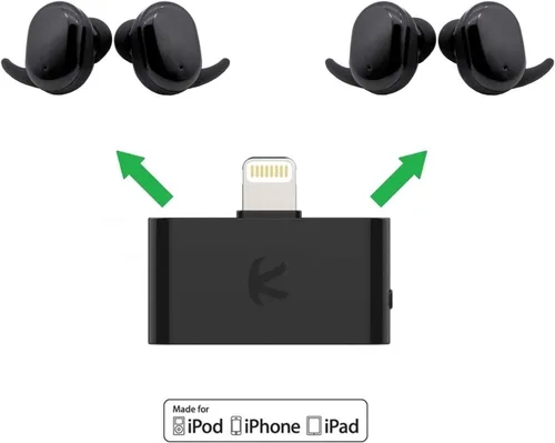 Miniatura 2 de i10L_Plus_2AirBuds: divisor transmisor Bluetooth i10L compatible con Apple iPhone, iPad, iPod Touch Plus 2 juegos de auriculares Bluetooth