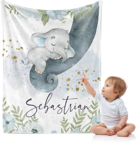 Miniatura 27 de J&SBGFT Manta de bebé personalizada para niños, personalizada con nombre, manta de recepción para niños pequeños, niños, cuna, cochecito, decoración