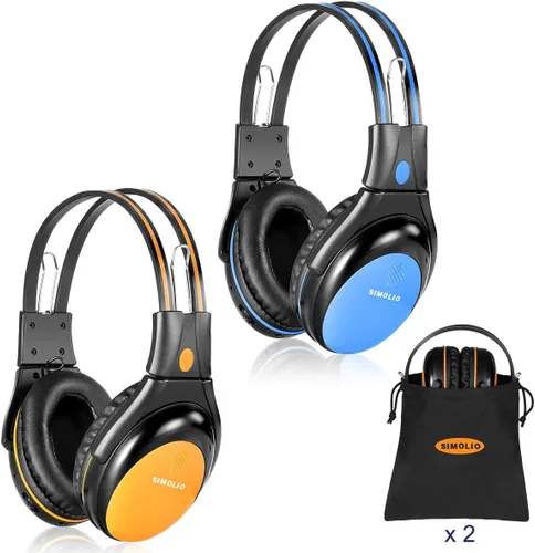 SIMOLIO Auriculares IR para coche DVD con volumen limitado, auriculares infrarrojos inalámbricos para Honda Odyssey, Toyota Sienna, uConnect,