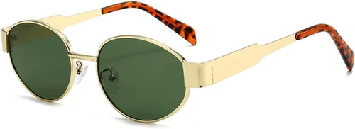 Miniatura 14 de Lentes de sol ovalados retro para mujeres y hombres, lentes de sol ovalados de metal de los años 90, tonos vintage