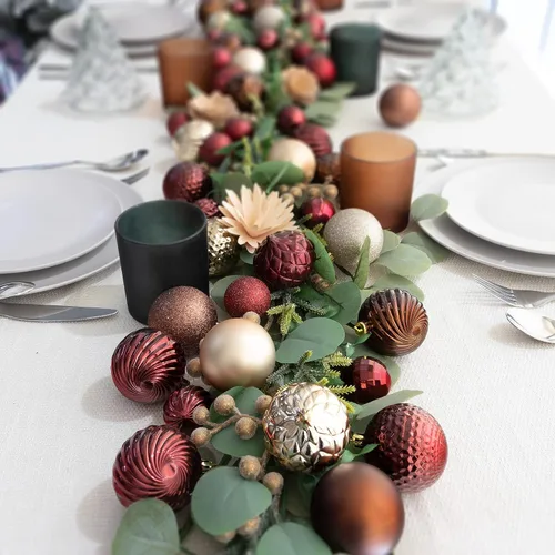 Miniatura 3 de KI Store Bolas de Navidad Borgoña 34 piezas 2.36-Pulgadas Adornos de Decoración para Árbol de Navidad para Árbol de Navidad Vacaciones Corona