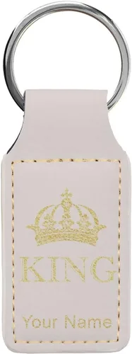 Miniatura 13 de Llavero rectangular, corona de rey, grabado personalizado incluido, Bambú