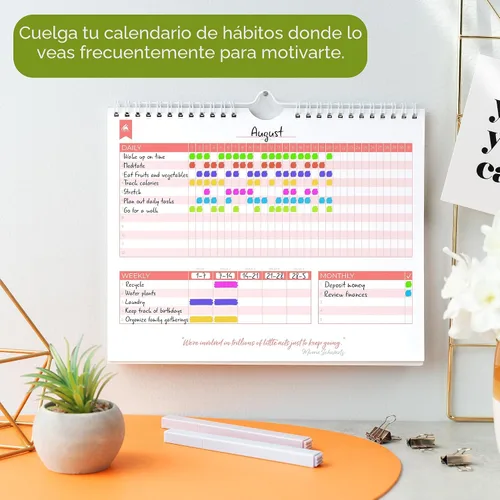 Miniatura 4 de Clever Fox Calendario de seguimiento de hábitos – Rastreador de objetivos inspirador y calendario de hábitos para hábitos atómicos – Colorido