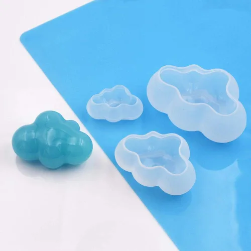 Miniatura 7 de HiParty 3 unids/set 3D nube forma chocolate silicona molde mousse fondant cubo de hielo molde pudín caramelo jabón vela cristal resina epoxi moldes