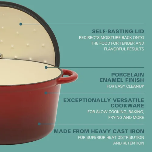 Miniatura 3 de Gibson Home Addlestone - Olla holandesa de hierro fundido esmaltado de 7 cuartos de galón con tapa, redonda, apta para horno hasta 500 °F, ideal