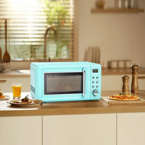 Miniatura 7 de ARLIME Microondas retro de 0.7 pies cúbicos, microondas para encimera de 700 W con 5 micro descongelación de potencia y función de cocción Blanco