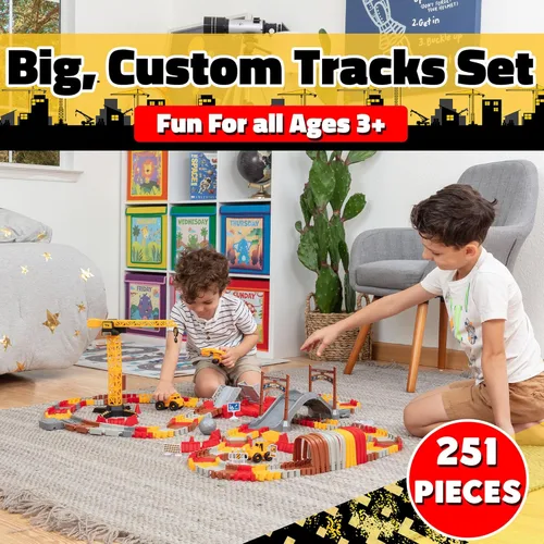 Miniatura 2 de Kit de inicio de pistas de resplandor USA Toyz Pistas de carreras y 2 coches de juguete LED - 216 piezas Juego de pistas de carreras flexibles
