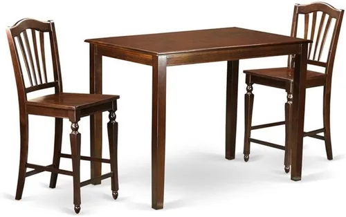 Miniatura 9 de East West Furniture YACH3-BLK-C - Juego de mesa de comedor de 3 piezas de altura para mostrador de cocina contiene una mesa de comedor rectangular