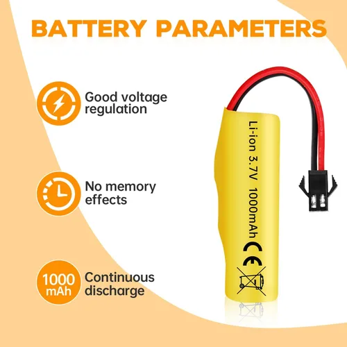Miniatura 6 de 3 unids 3.7 V 1000 mAh batería de iones de litio con cable de carga USB para TB202 TB201 TM202 TC141 DE35 DE38 DE40 DE50 DE84 S767 SL-356A 1220A RC