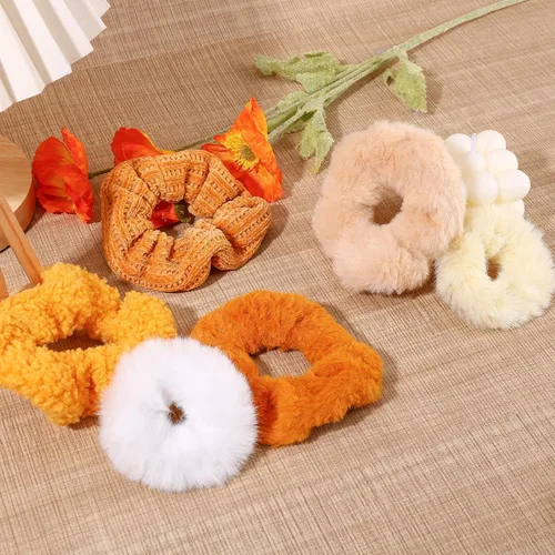 Miniatura 6 de 7 ligas elásticas de terciopelo sólido para el cabello, estilo suave para mujeres, cabello largo y grueso, sin daños para el cabello, accesorios