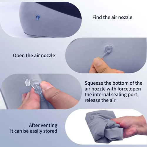 Miniatura 4 de Reposapiés inflable para viajes, almohada de pierna de altura ajustable para avión y automóvil, taburete portátil para niños y adultos (multicolor)