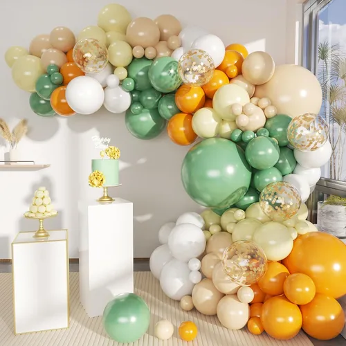 Miniatura 10 de MEBAY Kit de Arco de Guirnalda de Globos Bohemios, 156 Piezas Globos Rosa Empolvado Marrón Pastel Champán Dorado Blanco Metálicos para Boda Baby