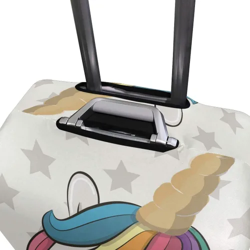 Miniatura 4 de Funda protectora elástica para equipaje de viaje, diseño de unicornio de dibujos animados, estrellas para equipaje de 18 a 20 pulgadas