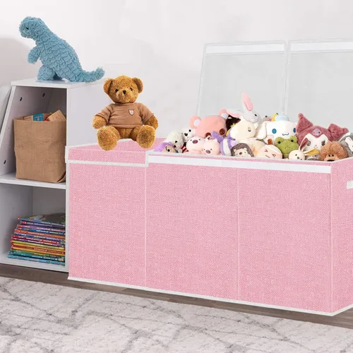 Miniatura 6 de Pantryily Almacenamiento de Juguetes para Niñas - Caja Baúl de Juguetes Extra Grande para Niños, Organizadores de Juguetes Plegables y Rosa