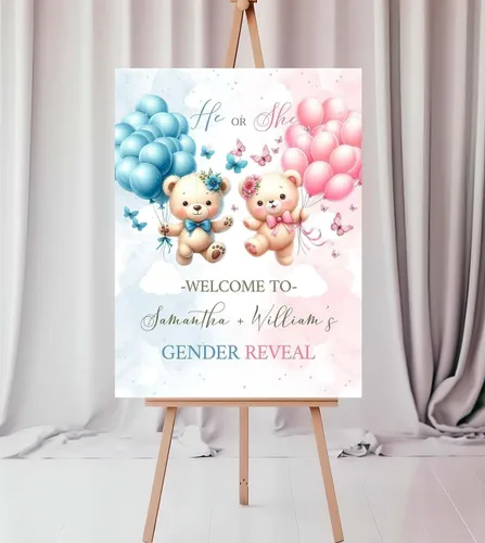 Miniatura 10 de Letrero de bienvenida de revelación de género de arco para niño o niña Versión #17