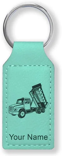 Miniatura 25 de LaserGram Llavero rectangular, camión volquete, grabado personalizado incluido