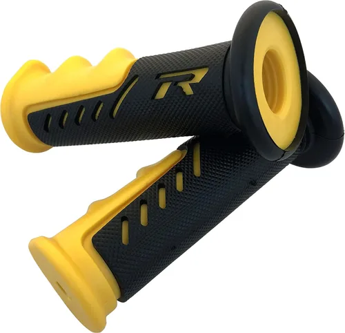 XKMT-"R" Agarraderas de estilo gel grabadas en amarillo QUAD Compatible con YAMAHA KAWASAKI POLARIS SEADOO BOMBARDIER JET SKI HONDA FOREMAN RECON