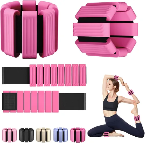 Miniatura 15 de Pesas de muñeca y tobillo de Pilates para mujeres - Brazaletes con peso ajustables para hombres, bandas de brazo con peso de 2 libras, pesas de pie