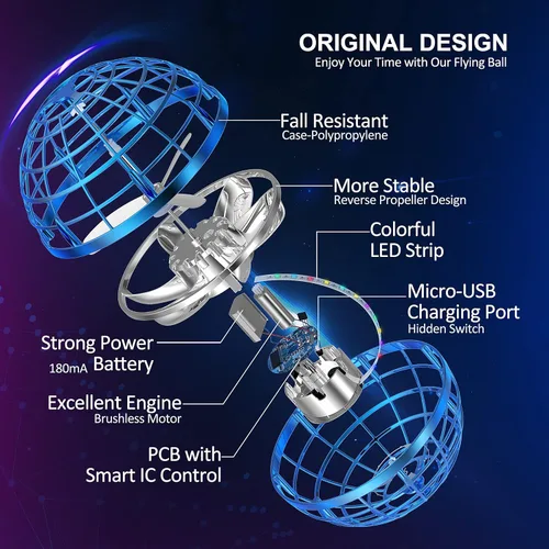 Miniatura 2 de LEMATRIX Juguete de bola de orbe volador 2023, bola flotante Boomerang Fly Fidget Spinner, juguetes geniales regalos para niños y niñas de 6, 7, 8