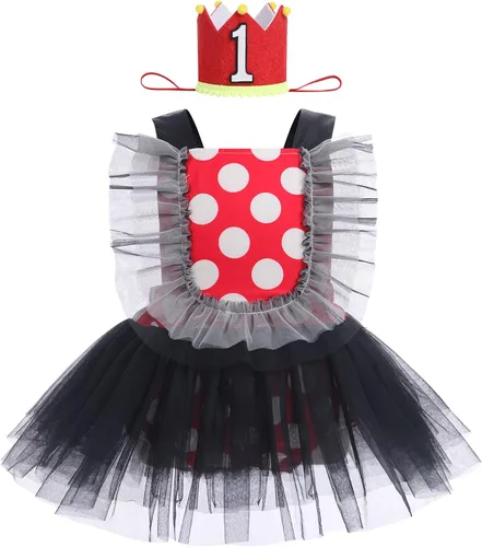 IBTOM CASTLE Vestido de princesa tutú para niña pequeña con estampado de leopardo, dona, ratón, vestido de princesa con funda para pañales, conjunto