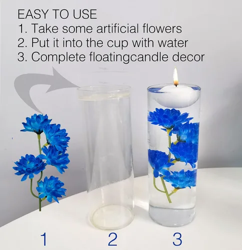 Miniatura 5 de 12 piezas de flores artificiales azules para centros de mesa flotantes, relleno de jarrón de flores artificiales para centros de mesa de boda