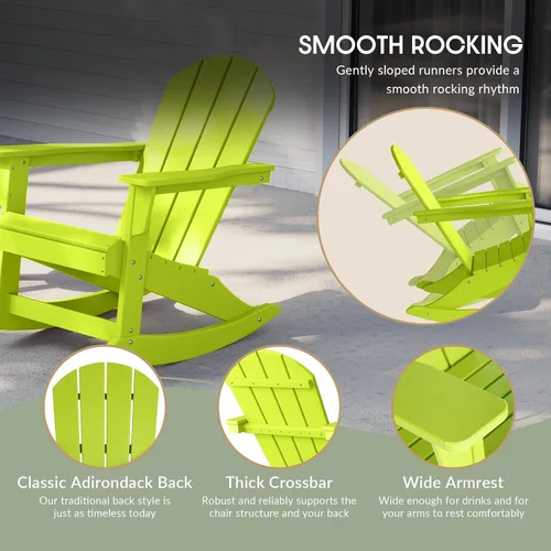 Miniatura 3 de WestinTrends Malibu - Sillas mecedoras Adirondack para patio al aire libre con juego de mesa auxiliar, lima
