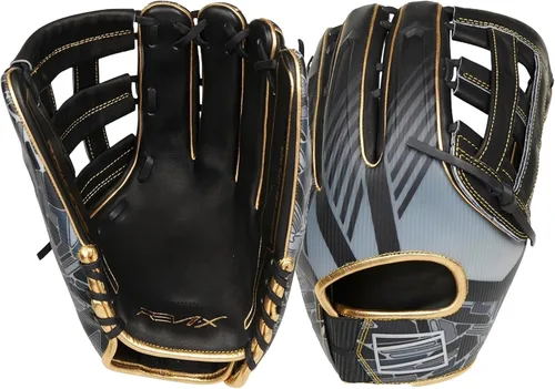 Miniatura 20 de Rawlings Guante de béisbol REV1X Negro/dorado 2 piezas de tela sólida