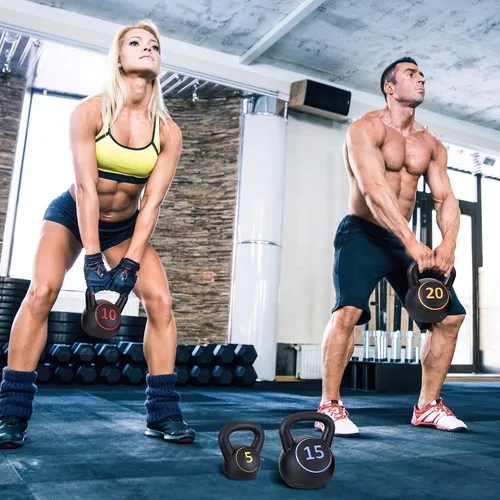 Miniatura 5 de F2C - Juego de pesas rusas de 4 piezas, juego de pesas para entrenamiento de fuerza, pesas rusas de 5 libras, 10 libras, 15 libras, 20 libras, pesas