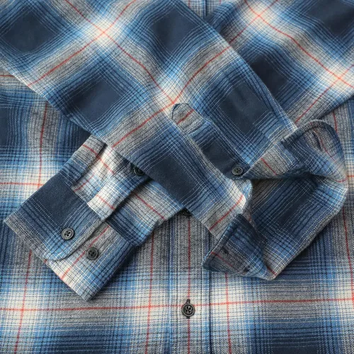 Miniatura 4 de Dubinik Camisa de franela, para hombre, de manga larga, a cuadros, suave, 100% algodón, informal, con botones, ajuste regular