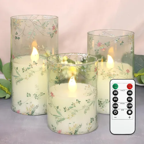 Miniatura 8 de Velas azules sin llama con control remoto de vidrio aguamarina hechas a mano, velas de chorro de arena que funcionan con pilas, velas LED