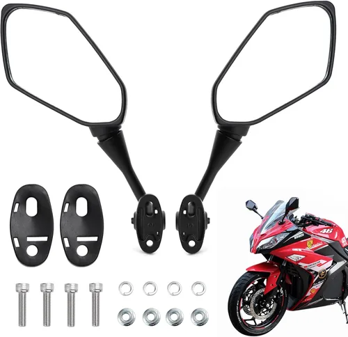 Miniatura 7 de Mokuo Espejo retrovisor para motocicleta en material de vidrio HD Compatible con Honda CBR600 CBR250 CBR300 CBR500 Ninja 250R Suzuki GSXR 750
