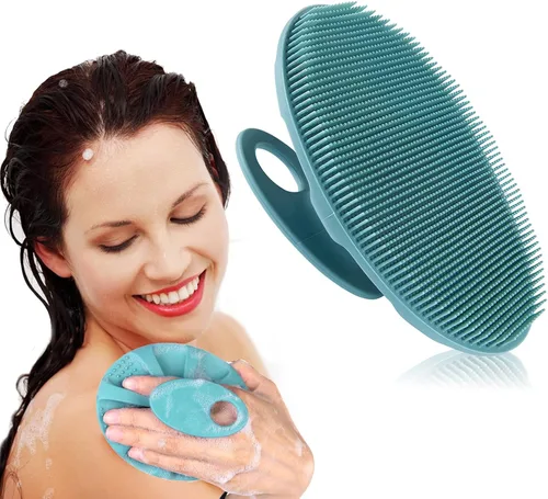 INNERNEED Cepillo de limpieza corporal de silicona suave para ducha, exfoliante suave y masaje para todo tipo de piel (verde oscuro)