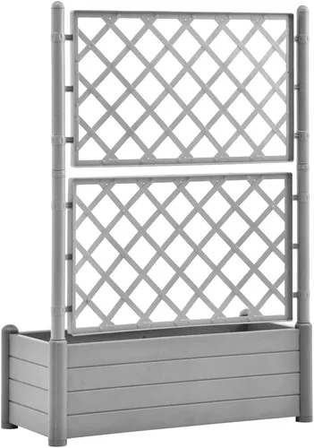 Miniatura 5 de Maceta de jardín con enrejado de 39.4 x 16.9 x 55.9 pulgadas, PP gris piedra, cama de jardín elevada, macetas al aire libre para jardín de hierbas