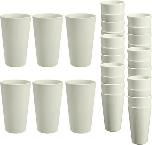 Miniatura 18 de Juego de 24 vasos de plástico irrompibles, vasos de plástico reutilizables de 20 onzas, vasos de agua apilables, vaso para beber para cocina