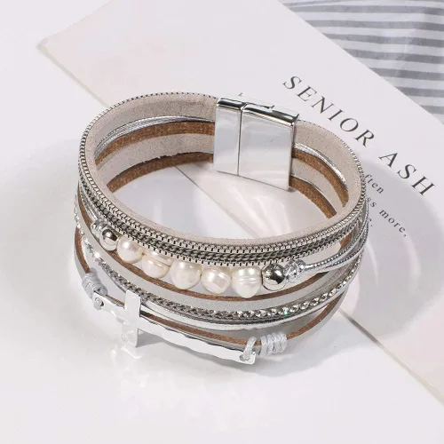 Miniatura 3 de Vercret - Pulsera de cuero para mujer, pulsera para niña de varias capas, ideal como regalo para mujer, hermana mayor, mamá, etc.