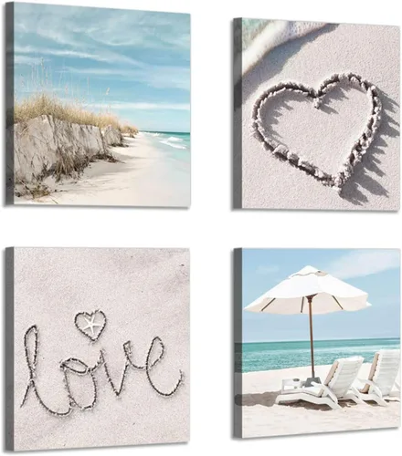 Miniatura 8 de ARTISTIC PATH Lienzo decorativo para pared, diseño de conchas marinas, diseño de playa, para decoración de pared y comedor