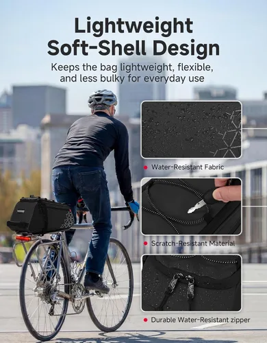 Miniatura 6 de KEMIMOTO Bolsa trasera para bicicleta – 8L PVC resistente al agua bolsas para bicicleta trasera de bicicleta, alforja para maletero de bicicleta