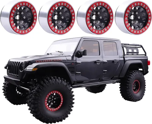 Miniatura 2 de HobbyPark Ruedas Beadlock de aluminio 1.9 para rastreador RC a escala 1/10, compatible con Traxxas TRX4 Axial SCX10 Redcat Gen 8 RC4WD, 4 piezas