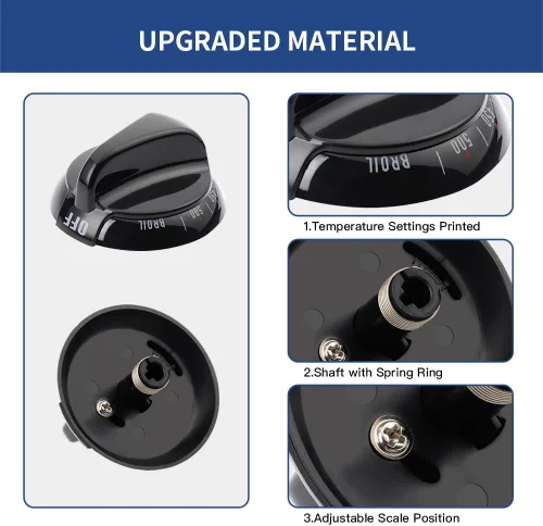 Miniatura 5 de Pomo de estufa termostato WB03K10037 negro mejorado, pieza de repuesto para horno de gama GE y Hotpoint, reemplaza AP2014849, 242683, AH225986