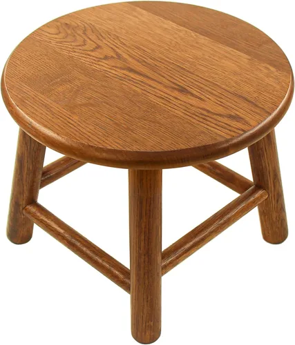 Miniatura 9 de CONSDAN Taburete redondo de 9 pulgadas para adultos y niños, otomano de madera maciza de roble macizo cultivado en Estados Unidos, taburete pequeño
